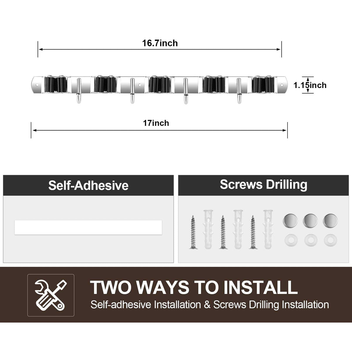 2 Pack Broom Holder Wall Mount (2 Count)