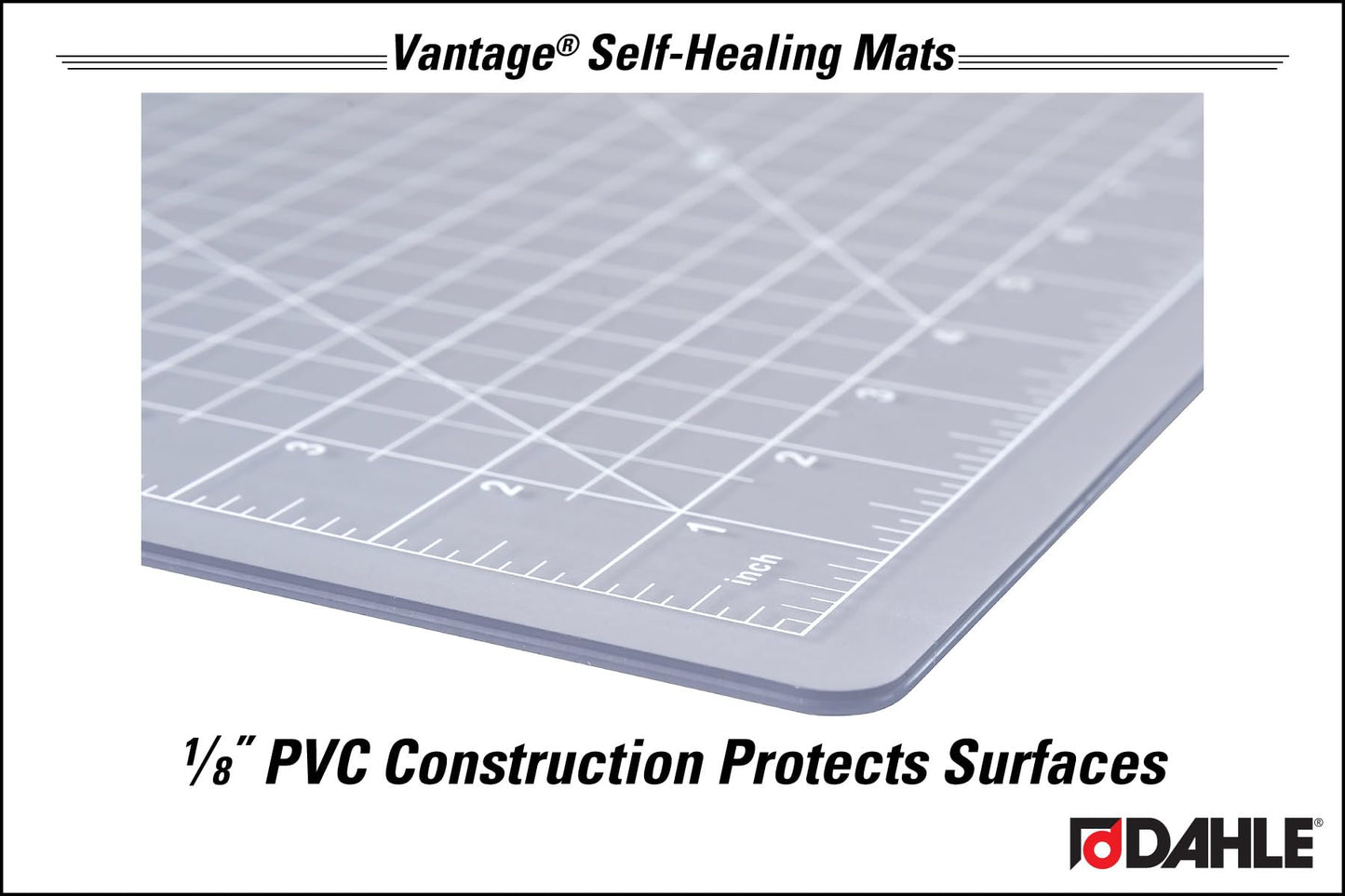 Dahle Vantage 10681 See-Through Premium Self-Healing Cutting Mat, 12"x18", 1/2" Grid, 5 Layers for Max Healing, Perfect for Crafts & Sewing, Clear
