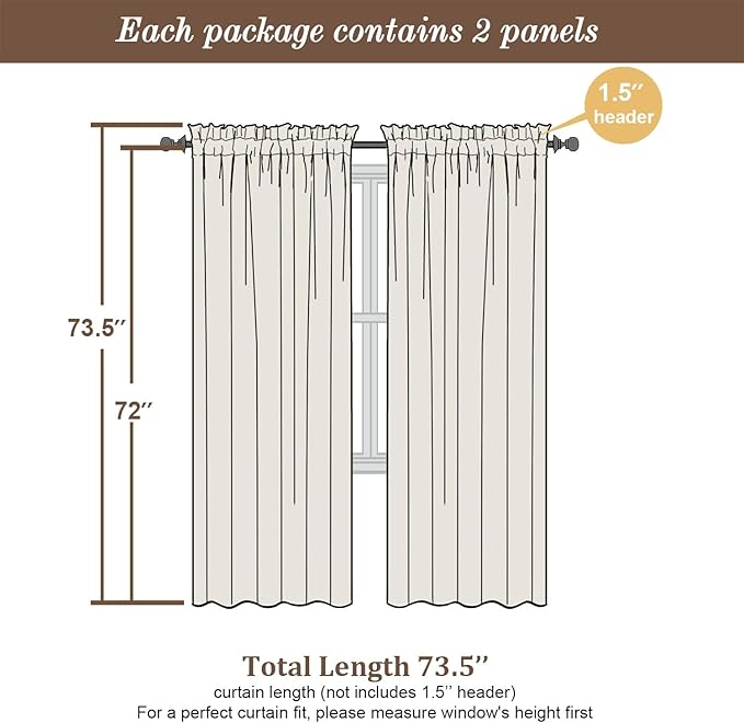 Chyhomenyc Christmas Hunter Green Curtains 72 Inch Length 2 Panels Set, Faux Linen Textured Light Filtering Soft Airy Privacy Farmhouse Curtain Drapes for Living Room Bedroom, 40 Wx72 L Inches