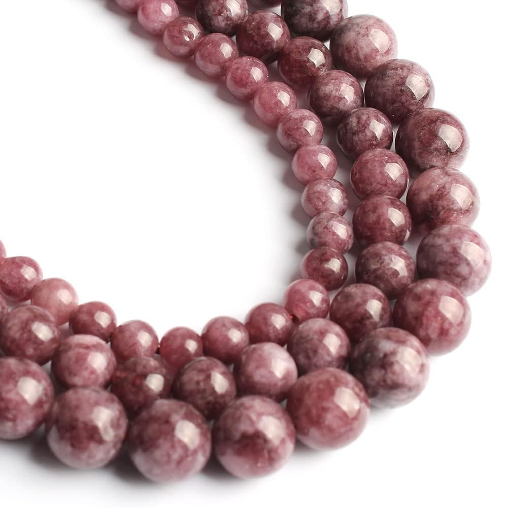 Yochus 60pcs Lepidolite Stone Beads，6mm Healing Power Natural Stone Round Loose Beads for Jewelry Making Earring Necklace DIY Crafts