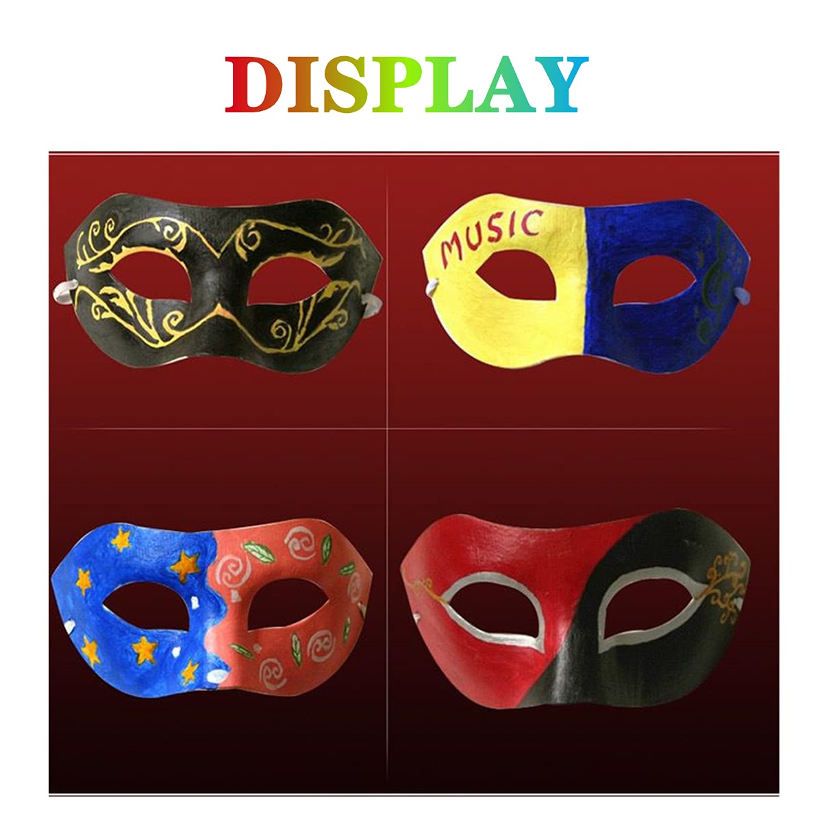 RUSVNO 20 Pieces Paper Mache Art Masks DIY Blank Paintable Paper Mask White Masquerade Masks