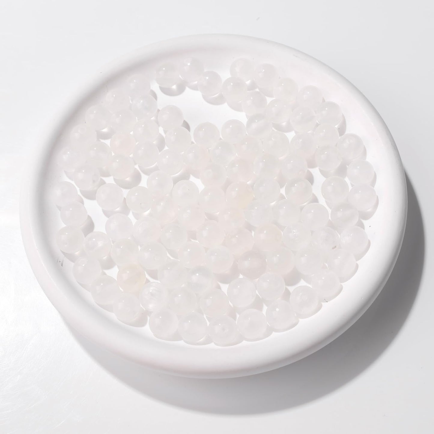Raicegs 100pcs 8mm Selenite Beads Natural Gemstone Beads Round Loose Beads for Jewelry Making DIY Bracelets Necklace