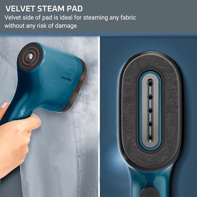 Rowenta, Steamer for Clothes, PurePop Handheld Steamer, 1.5 Lbs, 15 Second Heatup, 2.3 Oz Capacity, 1150 Watts, Ironing, Blue Clothes Steamer, Vacation Essentials, Travel Must Have, DR2020