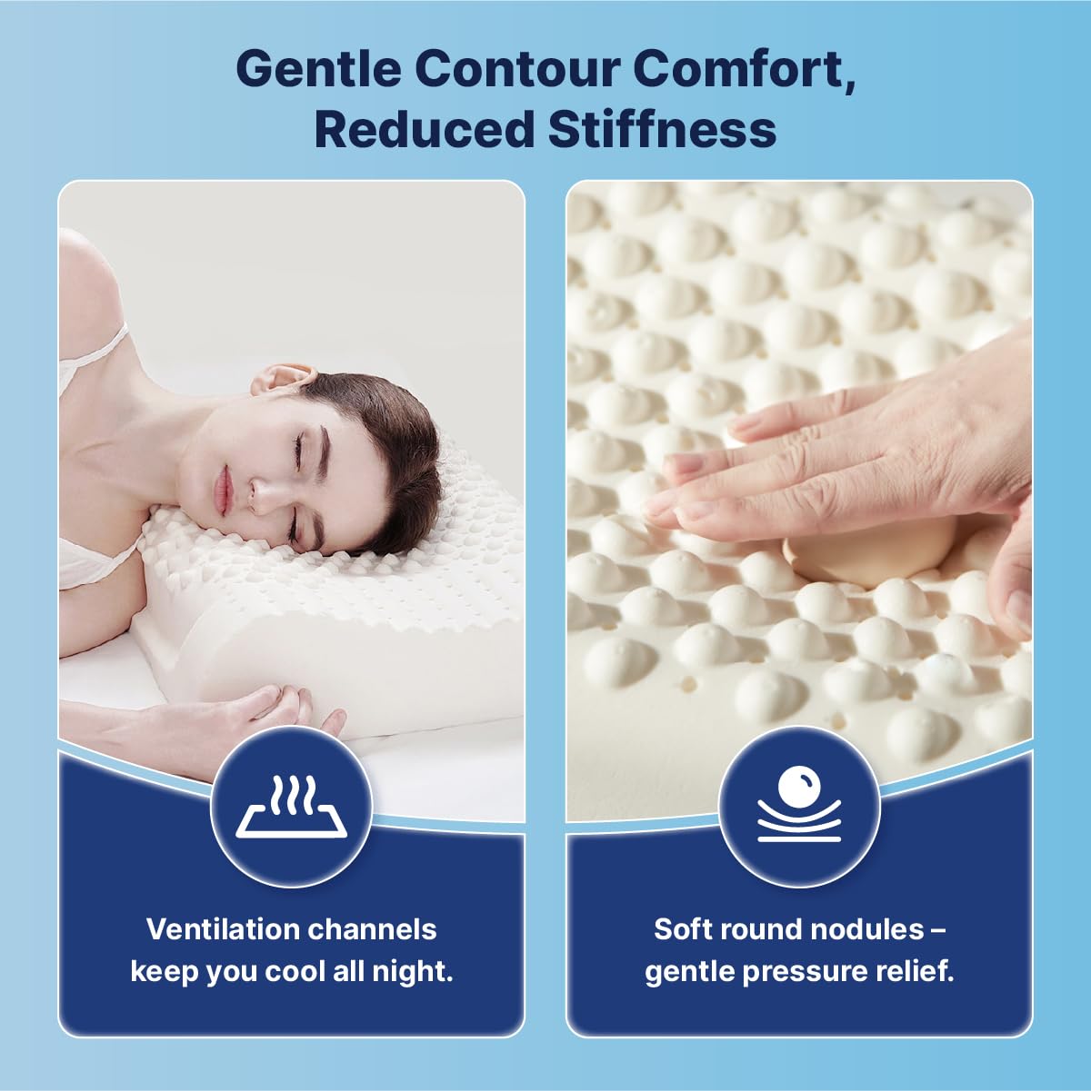Vinabedding 100% Natural Latex Ergonomic Contour Pillow in Premium Gift Box Cervical & Shoulder Support for Side & Back Sleepers Cooling Breathable Design (Zenova Line)