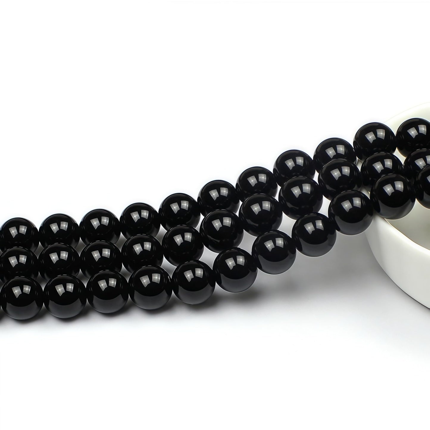 MJDCB Natural Stone Bead Black Onyx Gemstone Loose Beads for Jewelry Making Bracelet Necklace 8mm