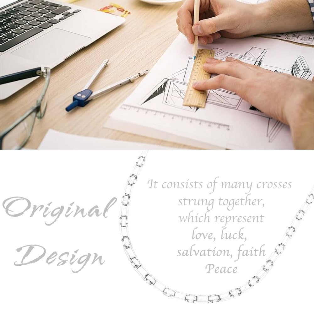 38® Titanium Magnetic Field for Pain Cross Necklace for Men Large Width Germanium Field Therapy Couples Husband(19.17(in), Black)