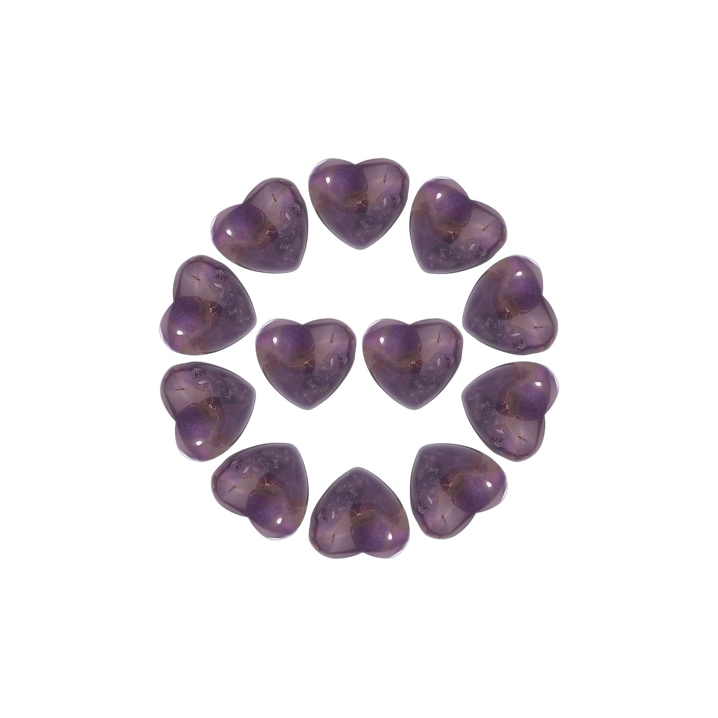 Yochus 5pcs Purple Quartz Natural Heart Stone Beads，12mm Healing Energy Gemstone for Jewelry Making Earring Necklace DIY