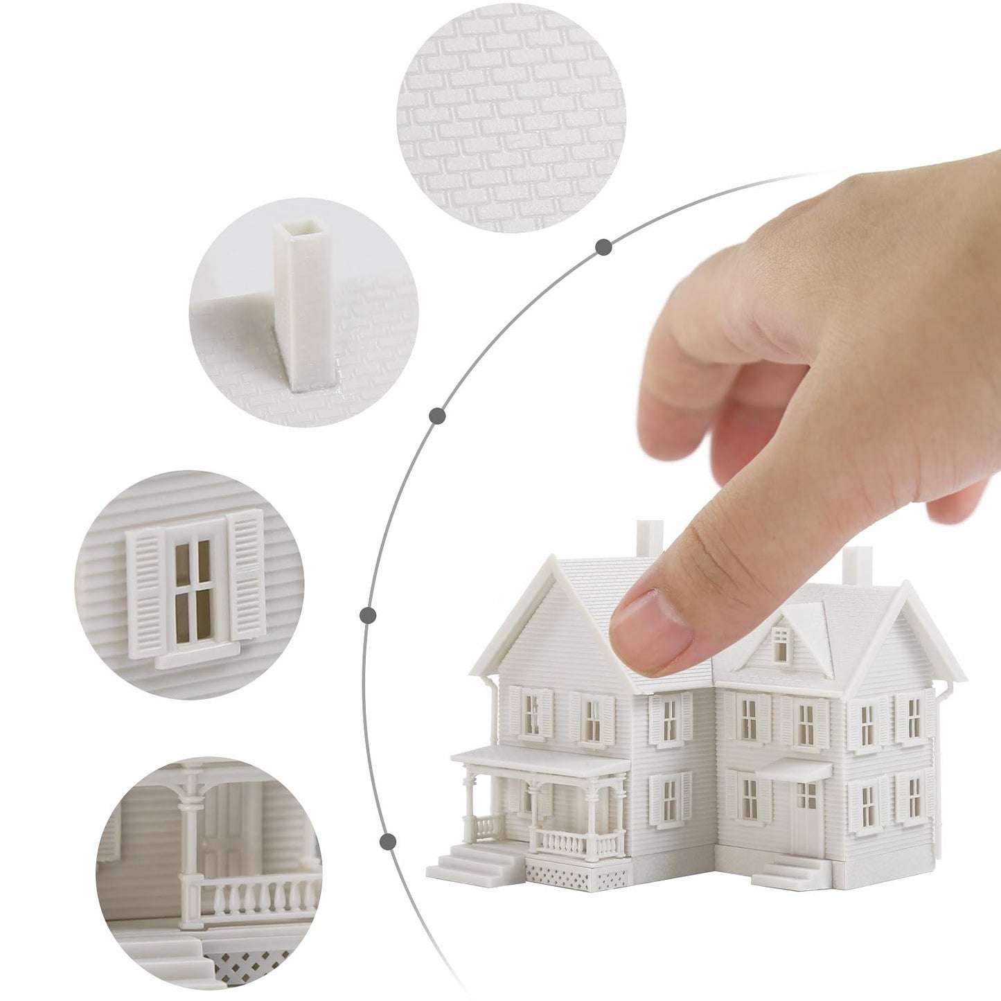 2PCS N Scale Model Blank Buidlings Kit Unassembled House for Model Train Layout Diorama JZN5885JJ (Two-story-2PCS)