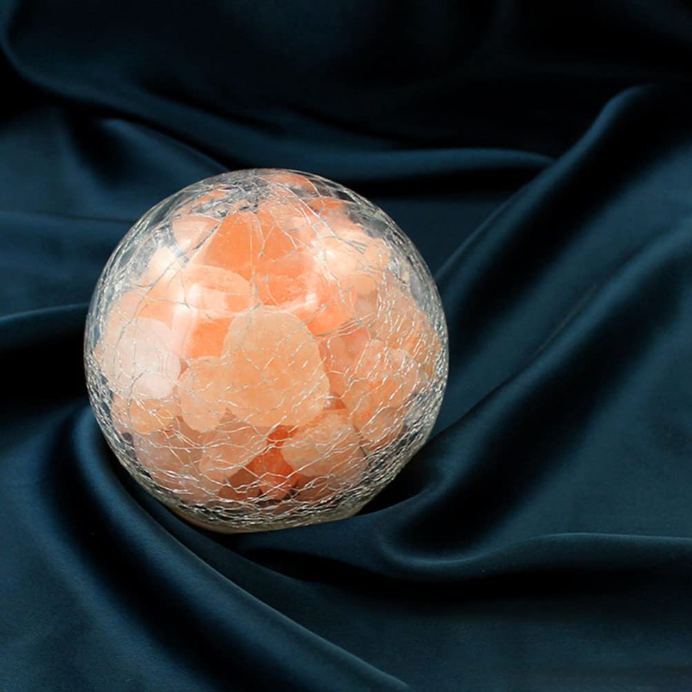 Uonlytech Salt Rock Lamp Battery Powered Himalayan Pink with Crackle Glass Ball Rock Salt Night Light for Bedroom Home Decor