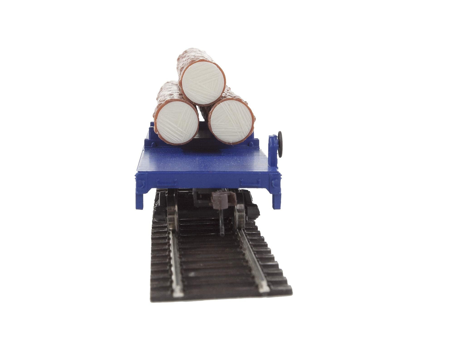 Walthers Trainline Log Dump Car with 3 Logs-Ready to Run-Alaska Railroad #17102 (Blue, Yellow Conspicuity Marks) 931-1770 HO Scale Model Railroad - Freight Model
