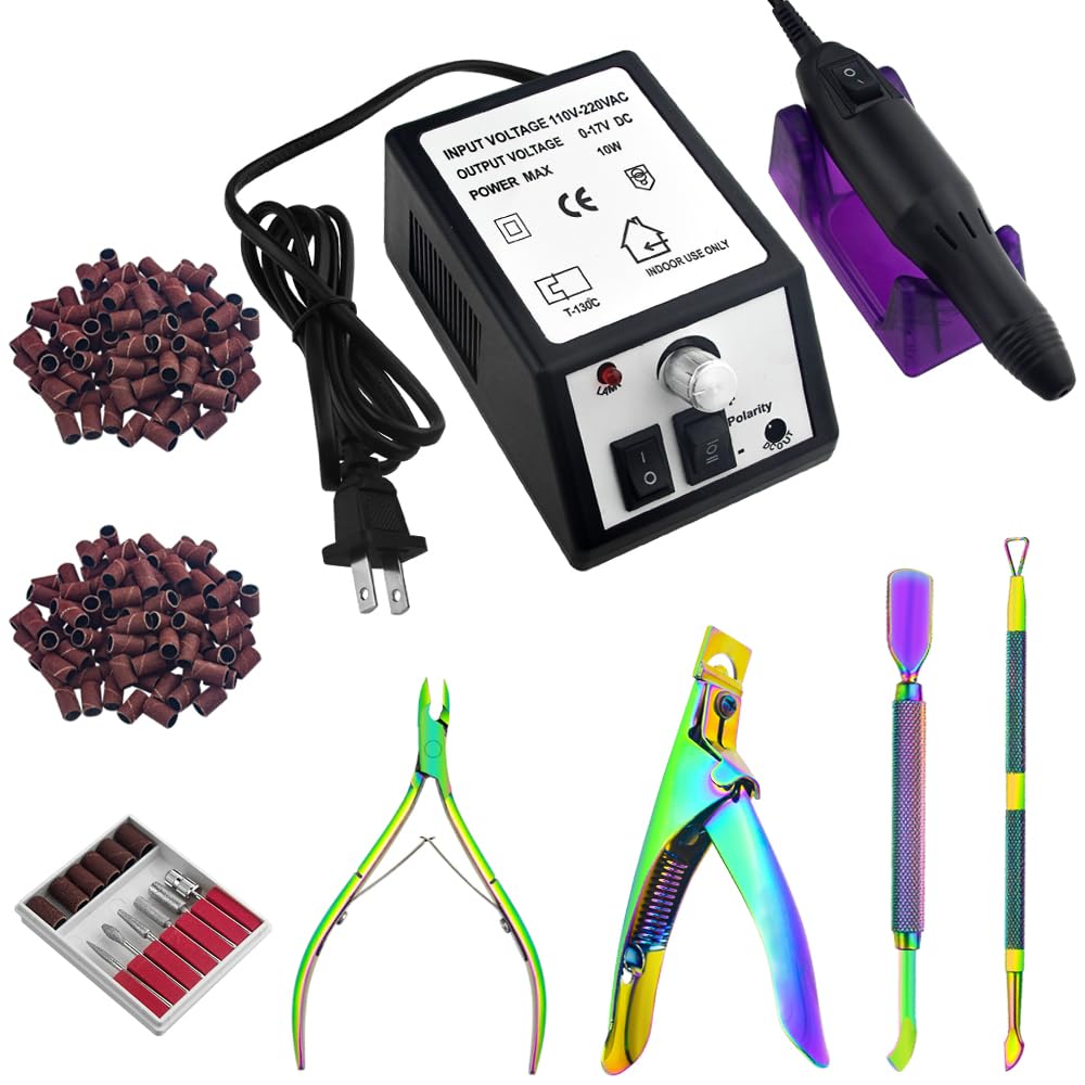 Professional Electric Nail Drill Machine Nail Clippers Set Nail Filer Electric and Nail Cutter for Acrylic Gel Nails Nails File Manicure Set with 206 PCS Sanding Bands Work for Home and Salon (Black)