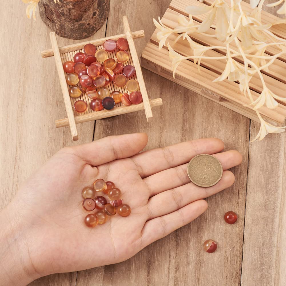 Fashewelry 50Pcs Natural Agate Cabochons Colorful Stone Half Round Beads 10mm Flat Back Gemstone Chakra Healing Crystal Dome Cover Cabs for Jewelry Making