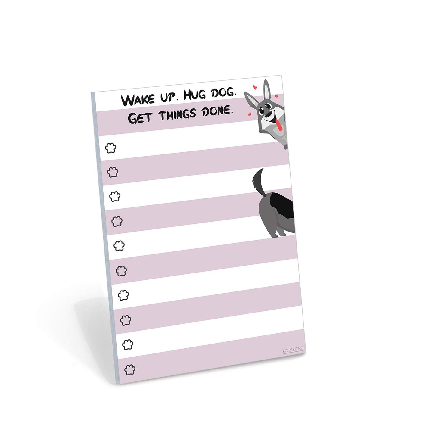 Dog Notepad Small to Do List Sticky Notes | Wake Up Hug Dog Get Things Done | Dog Lover Humor Add to Note Cards, Notebook Notepad | 50 Pages 4x6 by DAILY RITMO