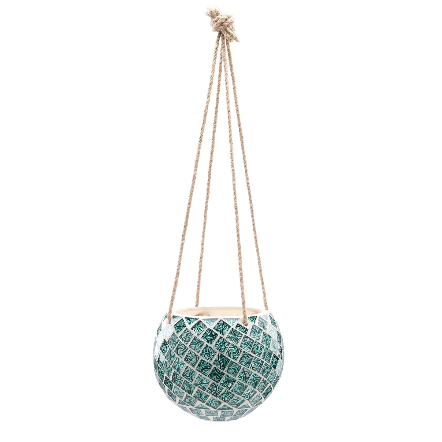 Chonsun Ceramic Hanging Planter Mosaic Hanging Flower Pot Small Plant Pot for Indoor Plant Disco Ball Planter with Drainage