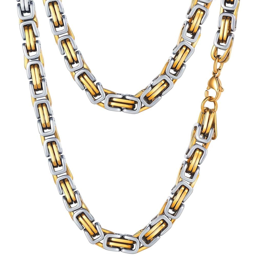PROSTEEL Byzantine Chain Necklace For Men 24 Inch Stainless Steel Necklace Jewelry