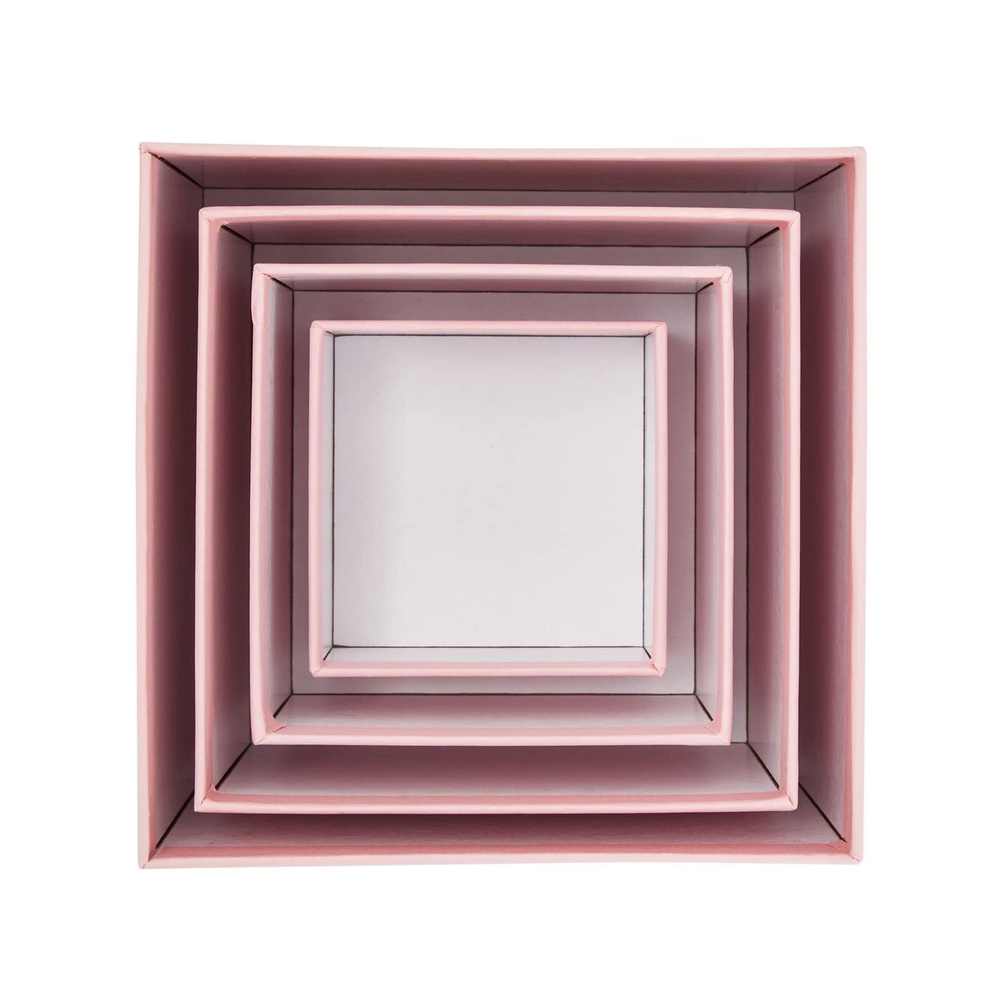 Stockroom Plus Gift Box Set - 4 Piece Assortment, Pink - Nesting & Stackable Pink Square Boxes with Lids for Weddings, Birthdays & Favors