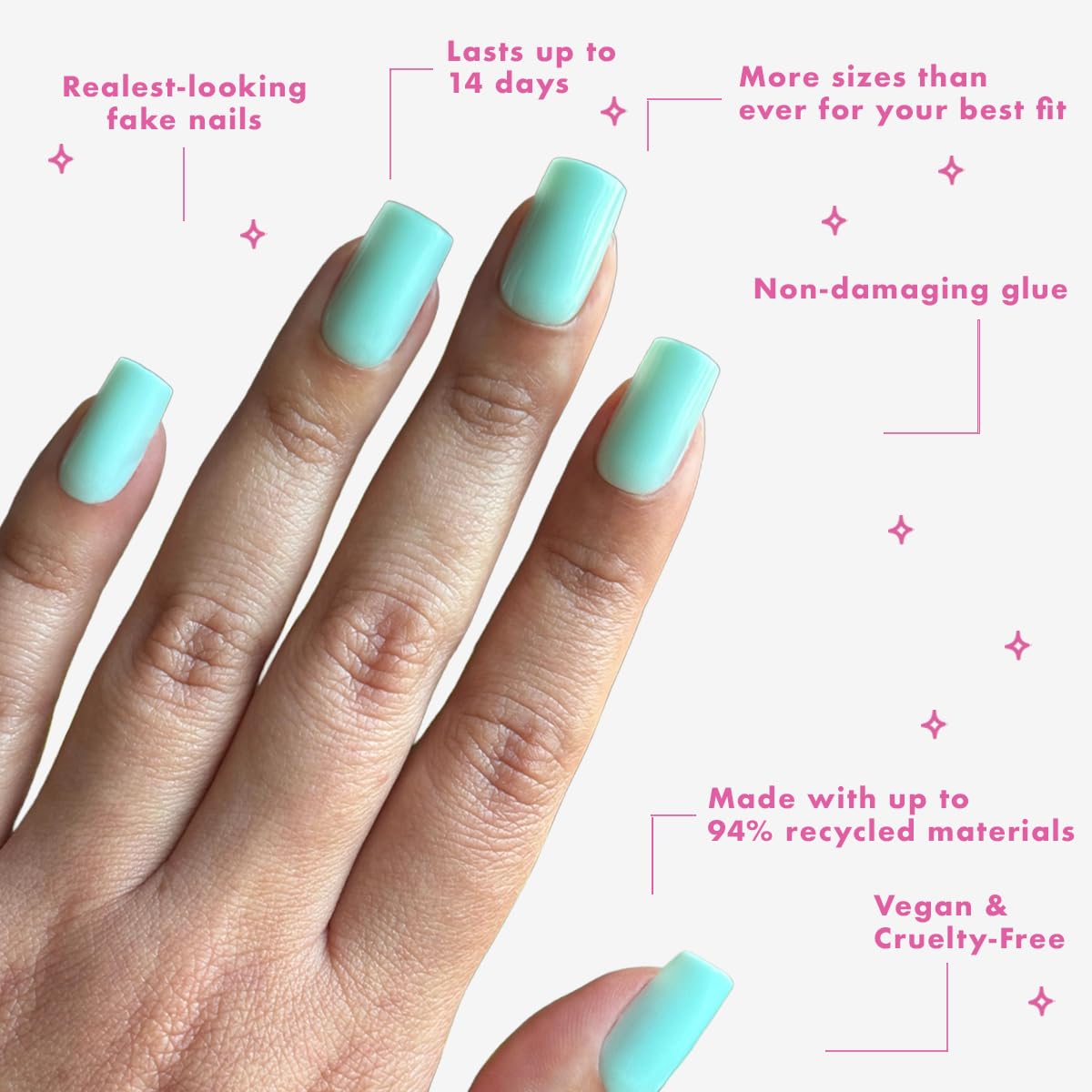 Olive & June Maximalist Instant Mani Press-On Nails (Glue) | 42 Fake Nails, 21 Sizes | Non-Toxic, Long-Lasting Big, Bold Gorgeous Realistic Look | Salon-Quality at Home | Medium, Square | Slam Dunk