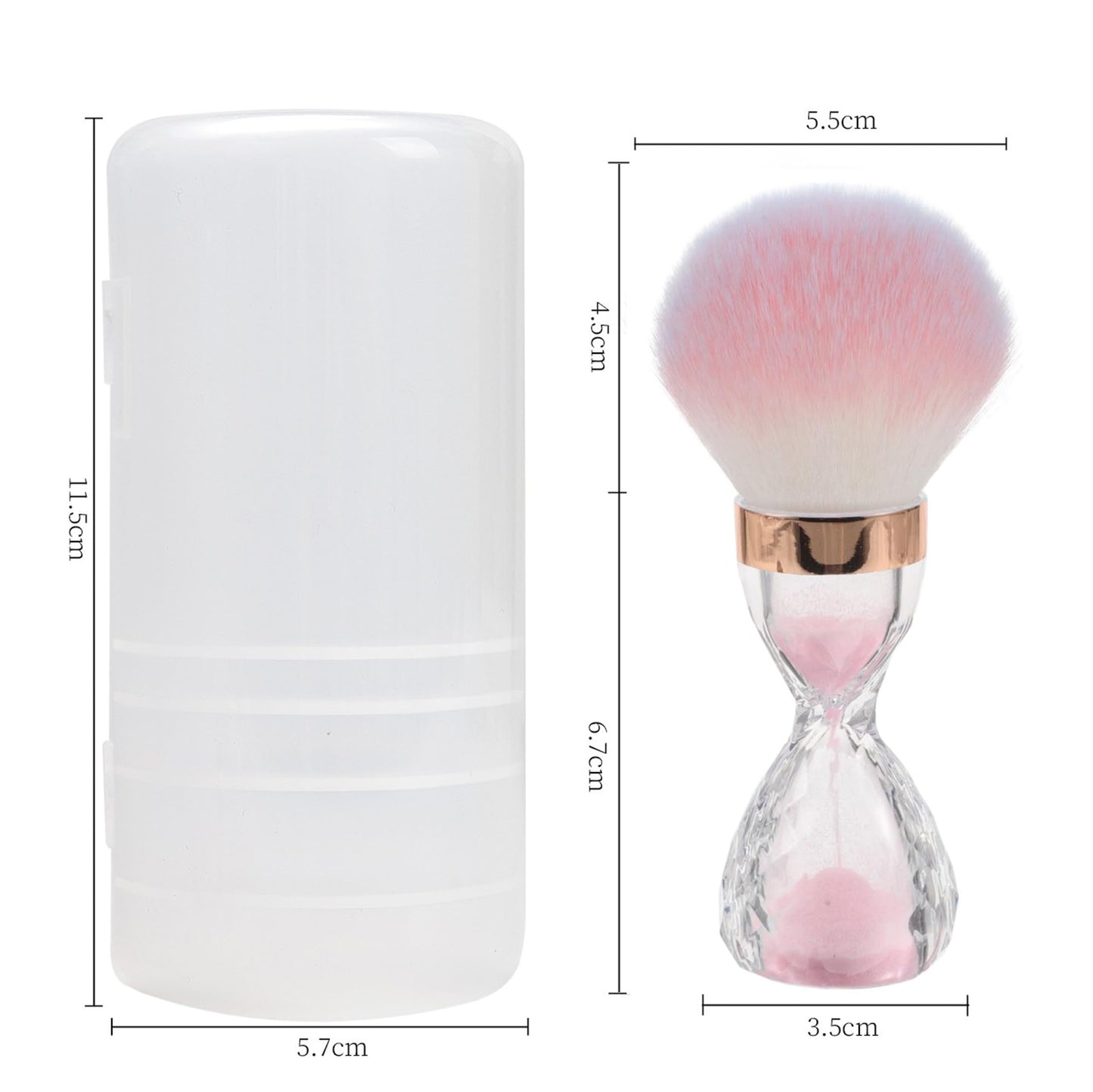 CelCurioso Nail Dust Brush Set, 2 Pack Hourglass Shape with Cases, Soft Dense Hair for Manicure Pedicure (pink)