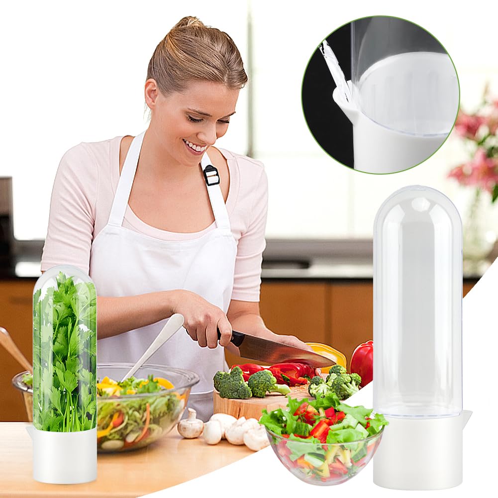 Cramelith 3PCS Herb Keeper for Refrigerator + Herb Stripper, Cilantro Container for Fridge, Vegetable Preservation Bottle for Cilantro, Mint, Keeps Greens Fresh for 2-3 Weeks