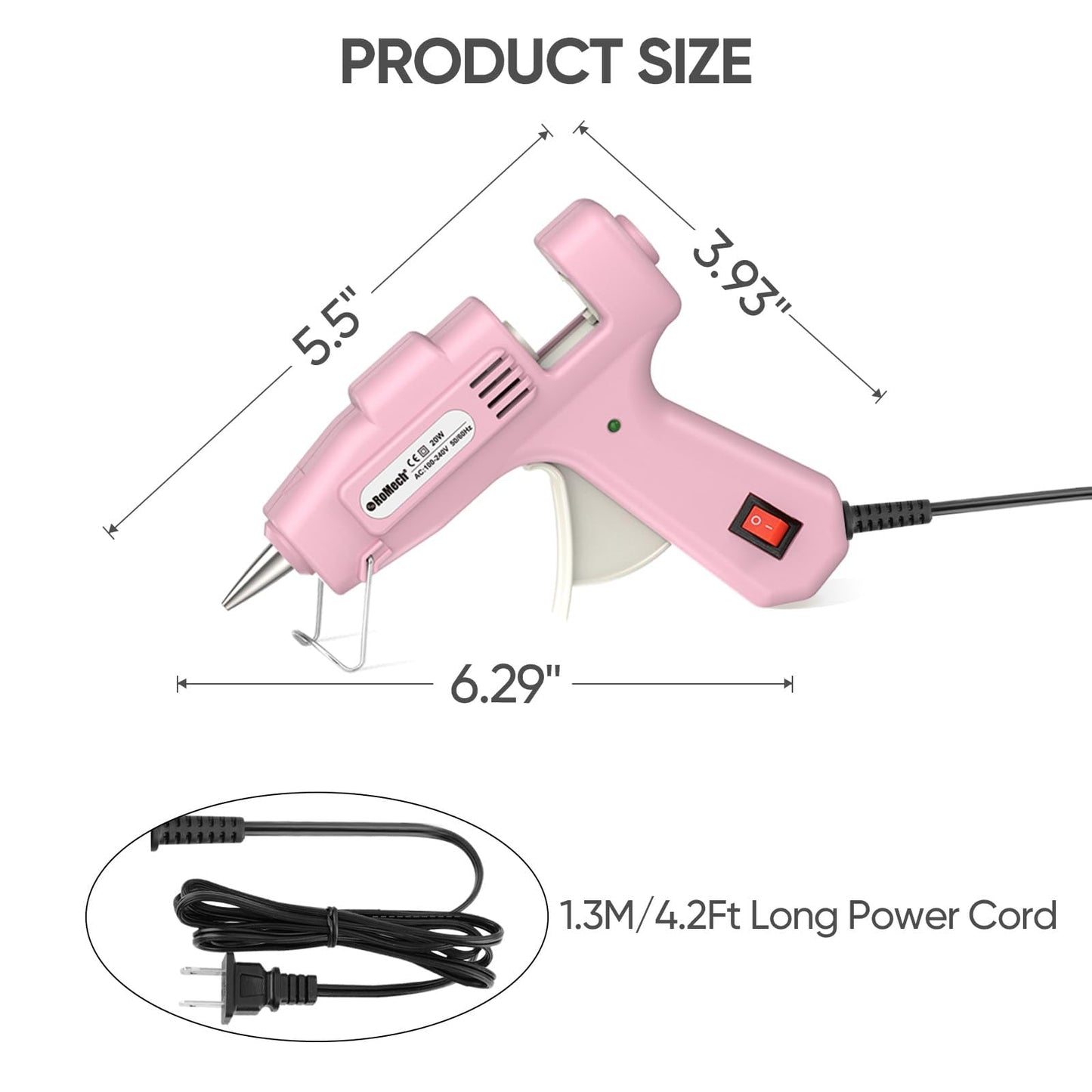 ROMECH Heavy Duty Fast Heating Heat Gun + 20W Mini Hot Glue Gun with 30 Glue Sticks Set