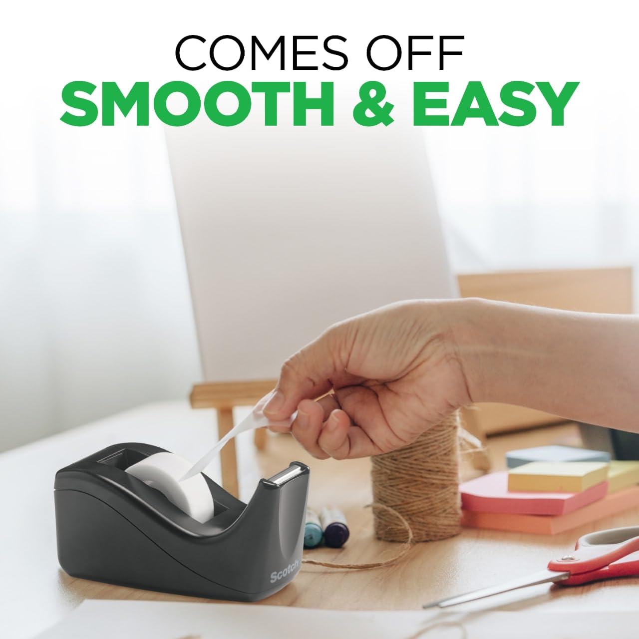 Scotch Desktop Tape Dispenser, Black, 2.7 in. x 2.7 in. x 6.4 in., 3 Tape Dispensers