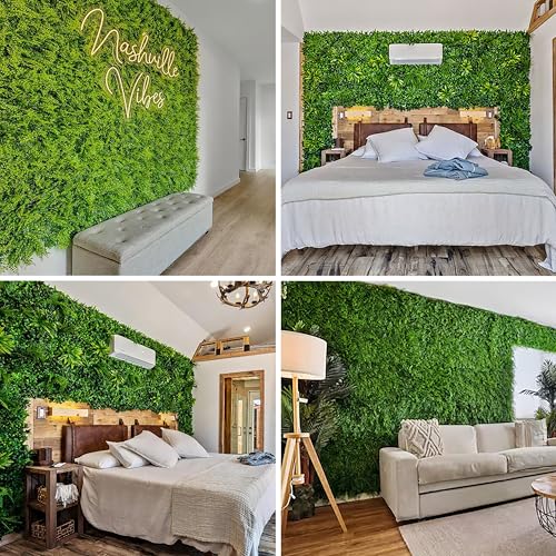 3rd Street Inn Artificial Hedge - Outdoor Artificial Plant - Great Boxwood and Ivy Substitute - Sound Diffuser Privacy Fence Hedge - Topiary Greenery Panels (12, Laurel) - color: Laurel