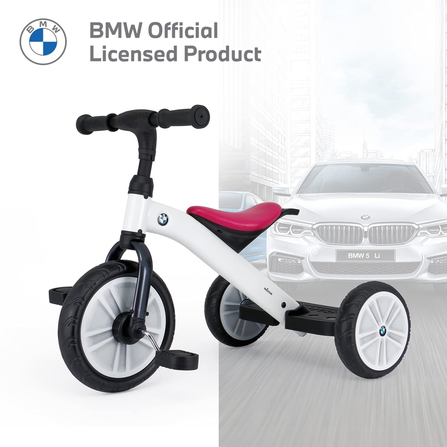 BMW Toddler Tricycle for Boys & Girls Aged 2-5, Valuable Gift for 2 3 4 5 Years Old, Pearl White