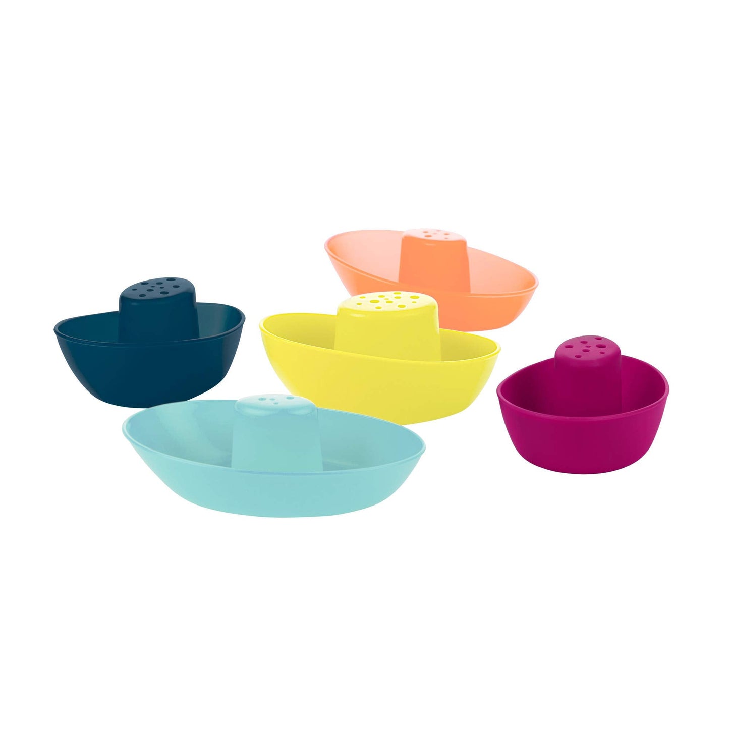 Boon Fleet Toddler Bath Tub Water Stacking Boat Toy Set for Kids Aged 9 Months and Up, Multicolor (Pack of 10)