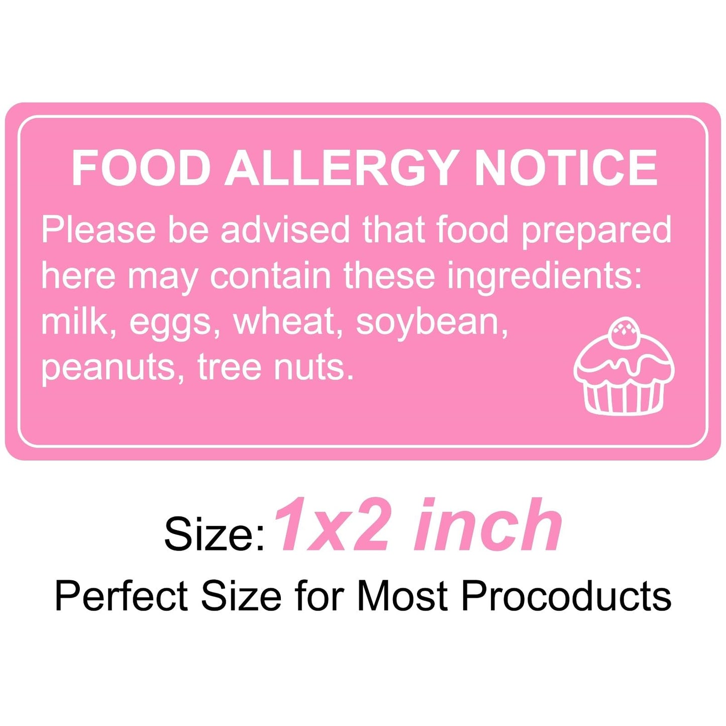 Hepertise 500 Pcs Food Allergy Stickers, 1x2 Inch Labels for Bakery, Cookie, Kitchen