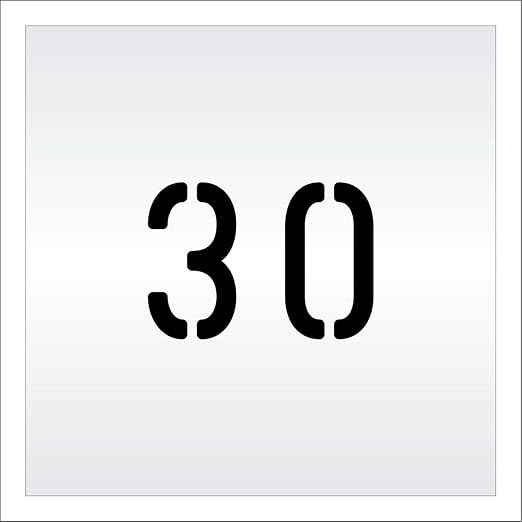 Pavement, Curb, and WheelStop Stencils - 4 inch Double Number Stencil - (30) - 4" x 5.5" x 1/16" (63 mil) - Light-Duty
