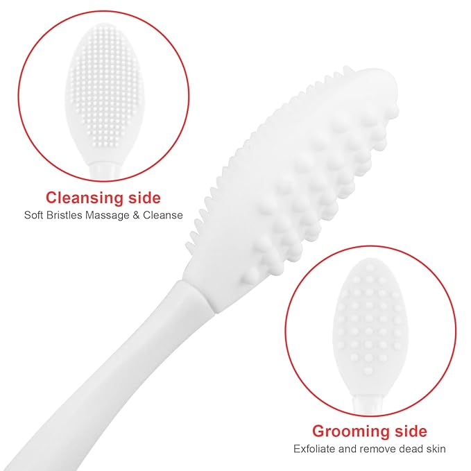 Lip Scrub Brush,Double-Sided Silicone Exfoliating Lip Brush Tool for Smoother and Fuller Lip Appearance,White,2pcs