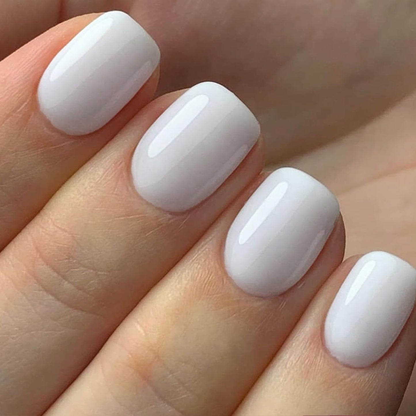 GLAMERMAID Press On Nails Extra Short Square, Jelly Soft Gel Fake Nails Round Squoval, Natural Nude Pink False Nails Tip, Pure White Fake Nails Short Squoval, Natural Round Square Glue on Nails Glossy