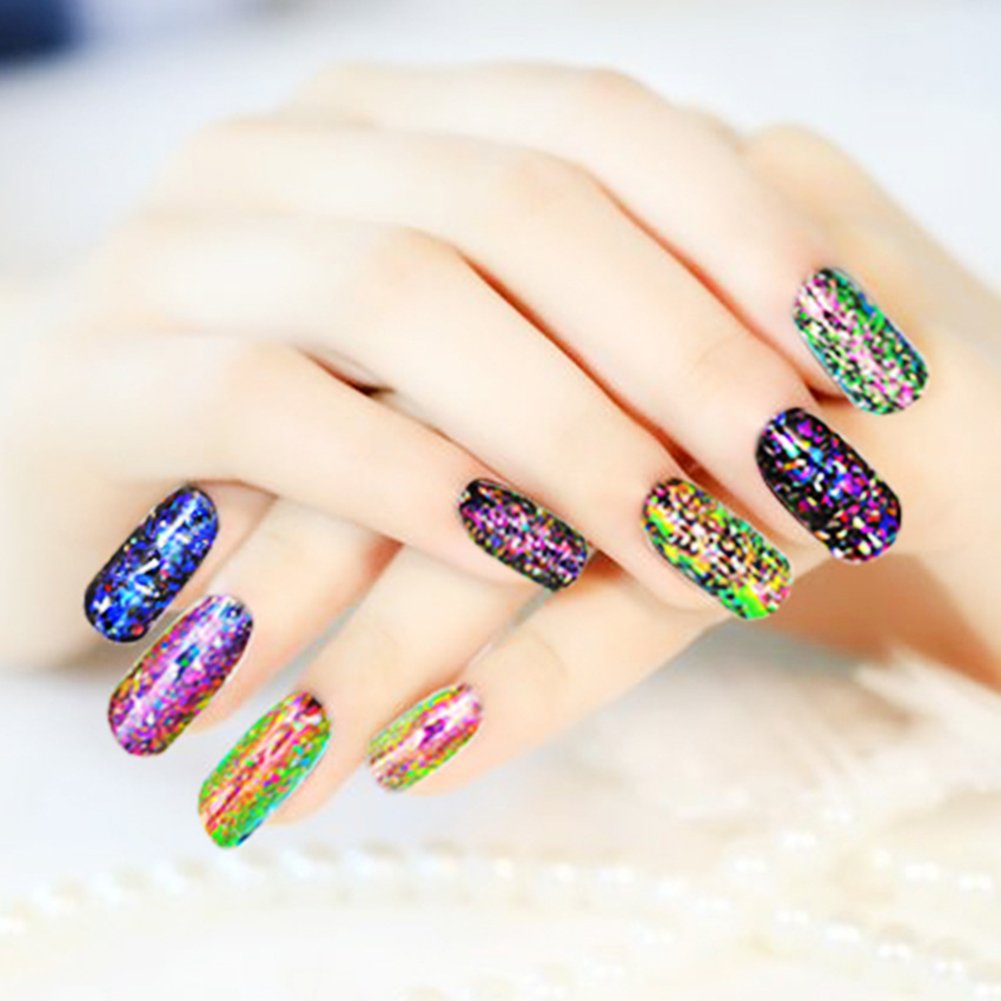 Mesiyun Nail Art Chameleon Sequins Laser Glitter Holographic Flakes Paillette 3D Galaxy Mirror Powder 3 Boxes