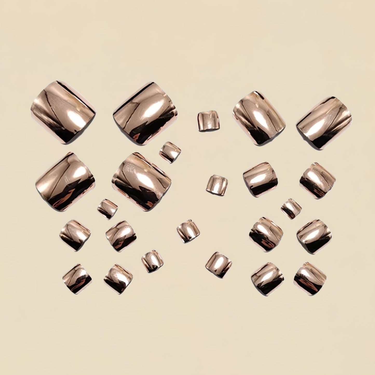 Short Square Press on Toenails Gold Chrome Fake Toe Nails Metal Mirror False Toe Nails Glossy Solid Color Acrylic Toenails Reusable Full Cover Glue on Toe Nail for Women Manicure 24Pcs