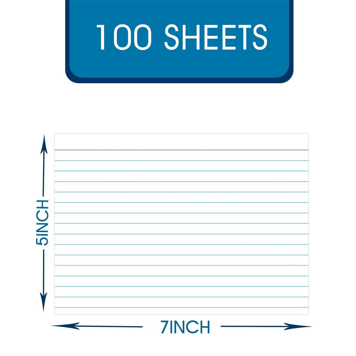 White Index Cards 5x7, Ruled Index Cards, Flash Cards for Studying, File Note Cards, Study Cards, Flash Cards, 100 Pcs Lined Index Flashcards for Office and School Supplies