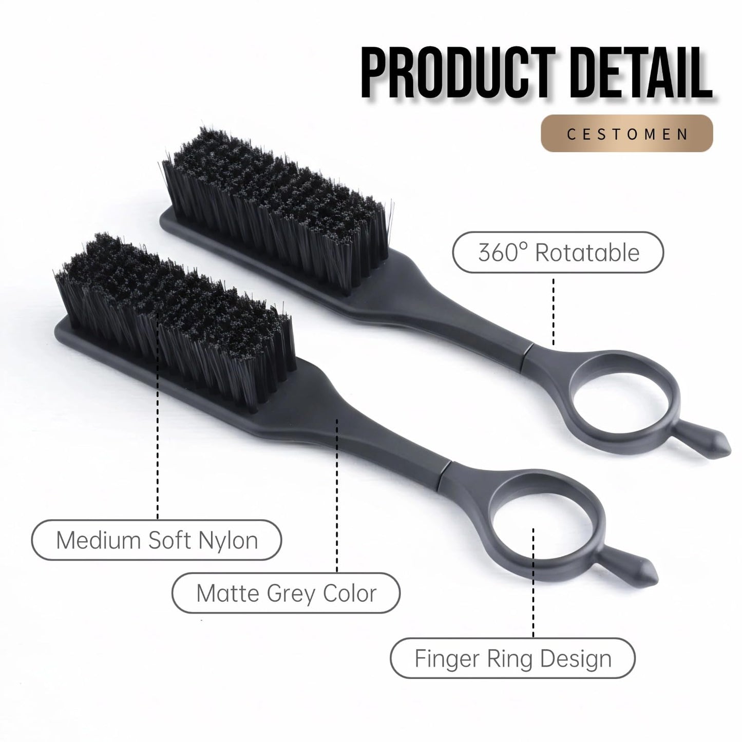 2Pcs 360°Rotatable Ring Barber Clipper Brushes, Nylon Bristles Blade Cleaning Brush Styling Brush Tool for Hair Cutting Barber and Home Use