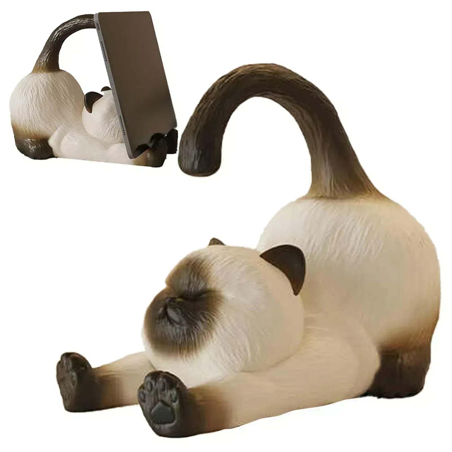 KQCQZ Creative Cute Siamese Cat Phone Holder iPad Stand House Decor and Office Desk Accessory, Birthday Gift for Girls (Cat)