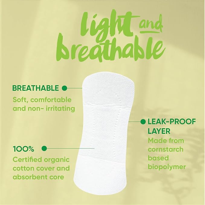 Oi l Organic Initiative - Ultra-Thin Pantyliner, 100% Certified Organic Cotton | Biodegradable, Free from Chlorine Bleaching, Pesticides, Toxic Chemicals | 48 Liners