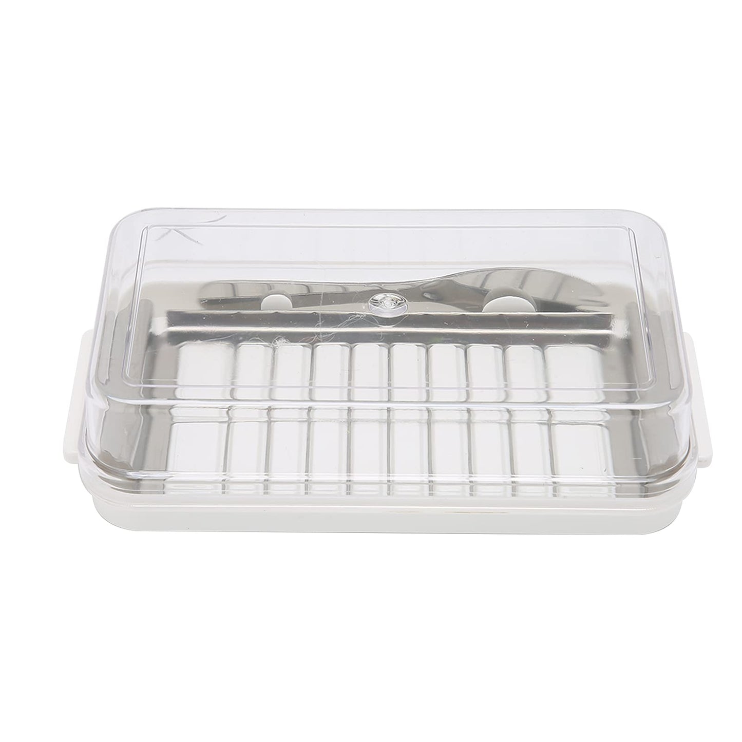 Butter Slicer Cutter, Stainless Steel Butter Cutter Container Butter Storage Box Small Butter Container with Transparent Cover Kitchen Tool for Easy Cutting (Butter grid hole