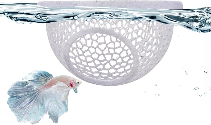 Pink Floating Betta Hide & Shrimp Cave – 3D Printed Aquarium Hammock, Feeding Ring & Resting Spot for Betta Fish, Shrimp & Small Fish (Eco-Safe PLA)