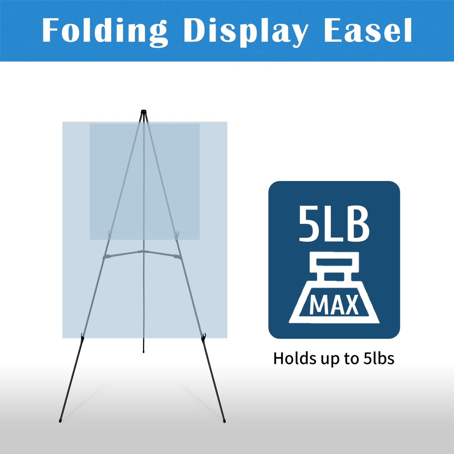 Falling in Art Display Easel Stand, 6 Pack 63" Instant Adjustable Poster Easel, Easy Folding Portable Tripod Stand for Signs, Posters, Wedding, Holds 5 lbs