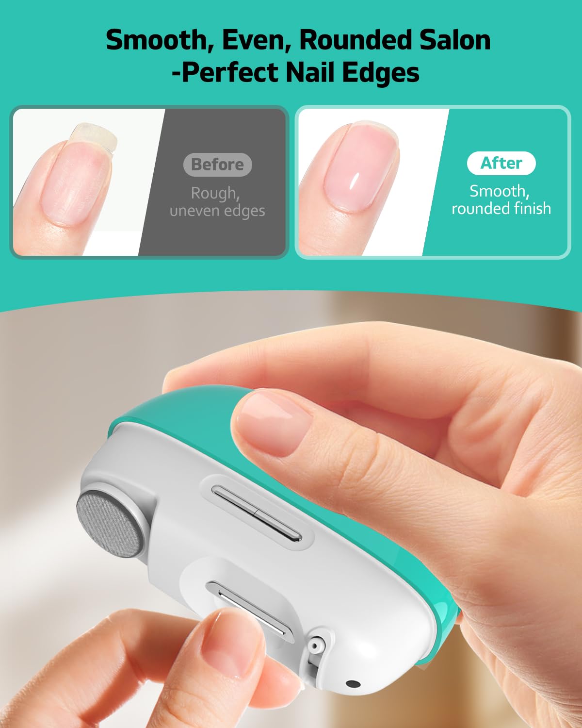 Electric Nail Clipper for Seniors & Adults, Automatic Nail Trimmer for Thick Nails, Safe Easy Use, 2 Speed Adjustable Blade Gap, Built-in Light, Rechargeable Nail Cutter with Polishing Head