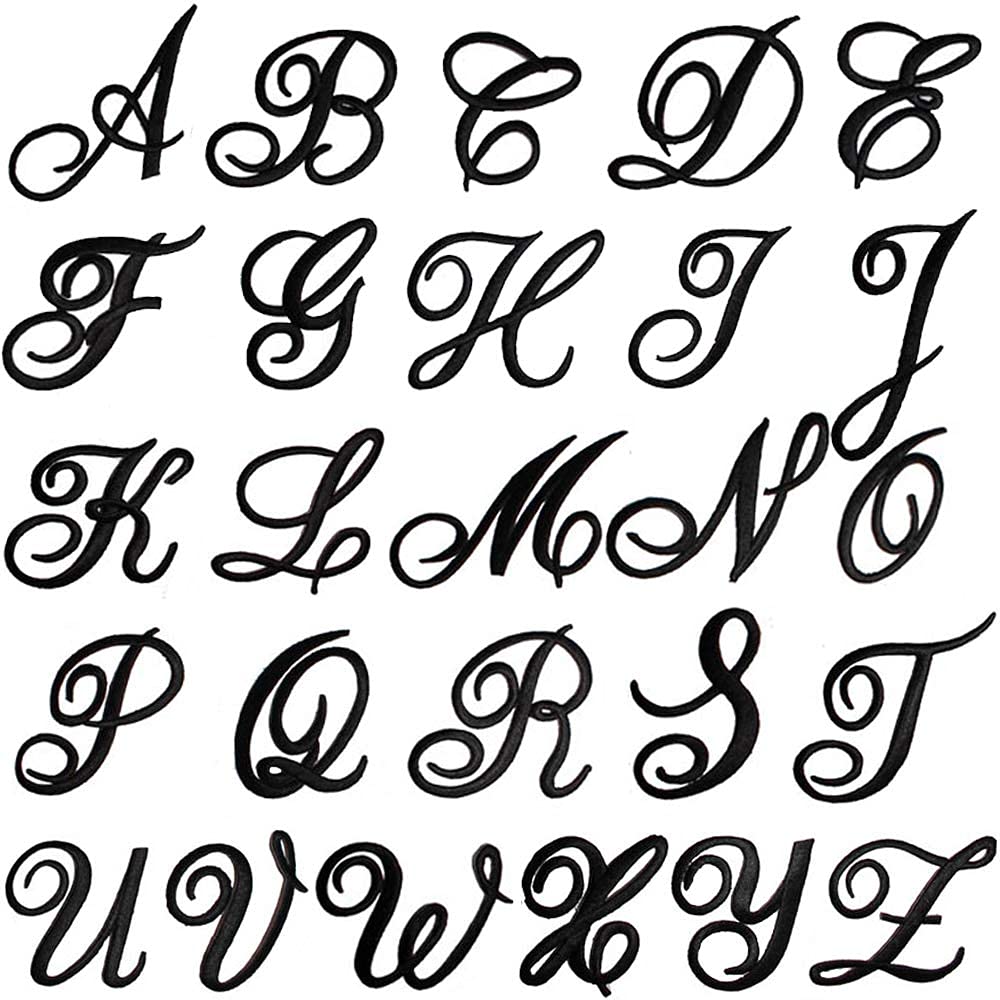 Laughing Lizards Monogram Letter Patch 26 Piece Kit, Script Iron On Appliques, Kit Includes All 26 Cursive Letters for Clothing, Stockings, and More! (Small, White)