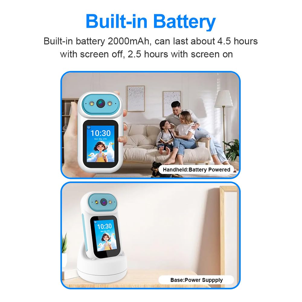 Video Calling Handheld Security Camera Indoor,Nanny Camera Baby Camera Pet Camera,2-Way Video Call 350°Pan Cameras for Home Security,Move Tracking,Alarm Push 1080P 2.8inch Screen,Night Vision
