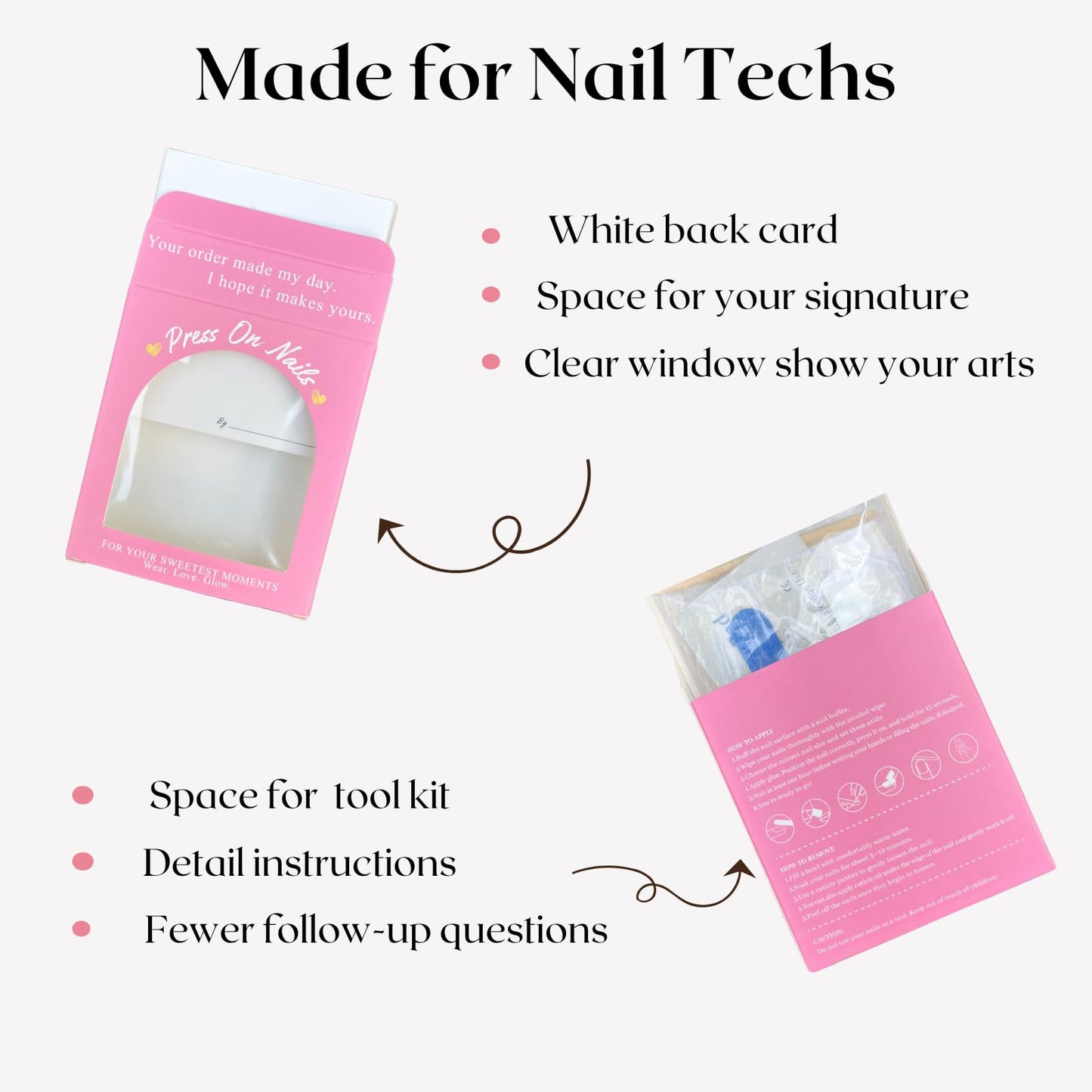 Press on Nails Packaging Box+ Sizing Kit Card