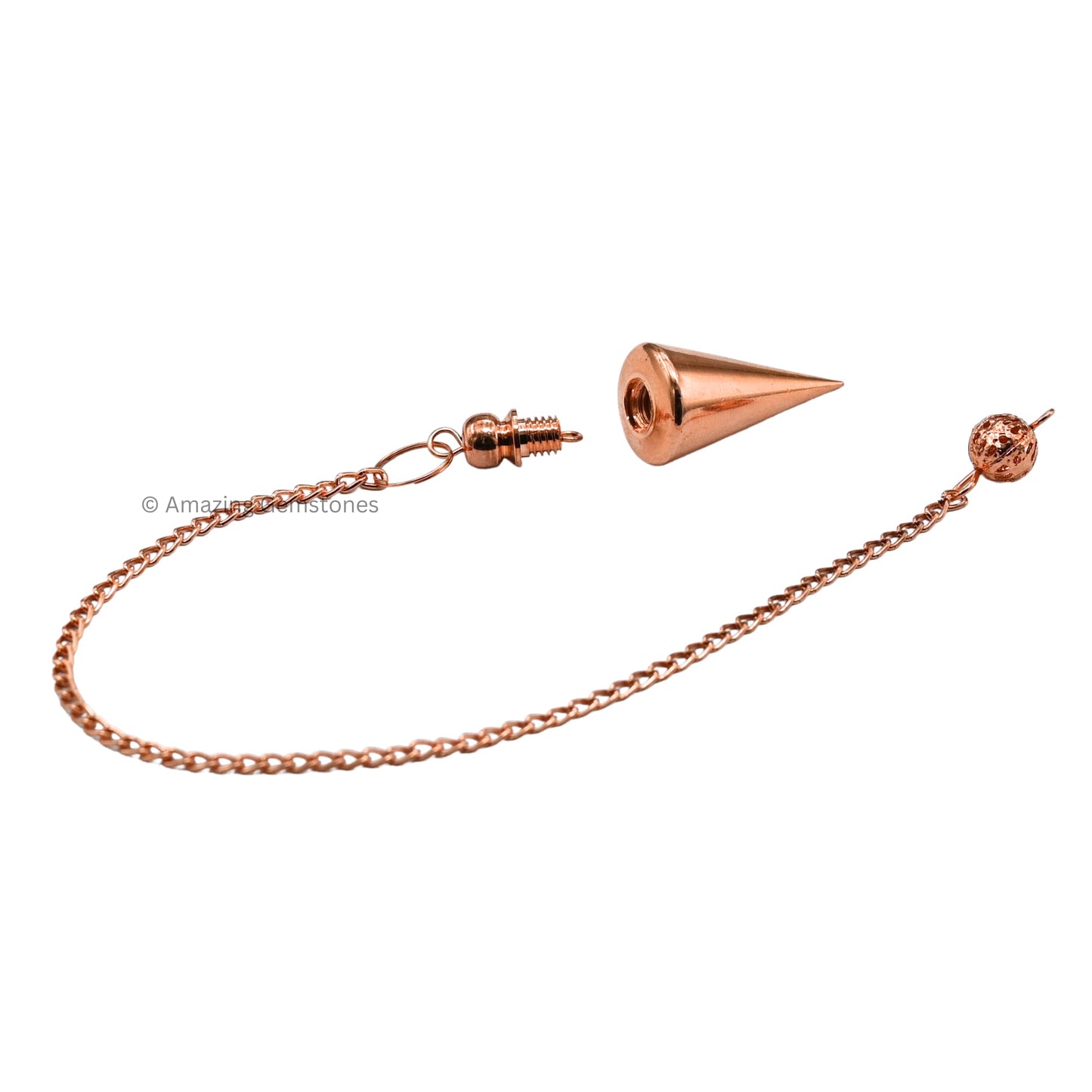 Amazing Gemstone Healing Metal Pendulums for Divination, Copper Cone with Ball Head Steel Copper Pendulum High Energy Pendulo de Bronce Pendulos de Mesa MP86