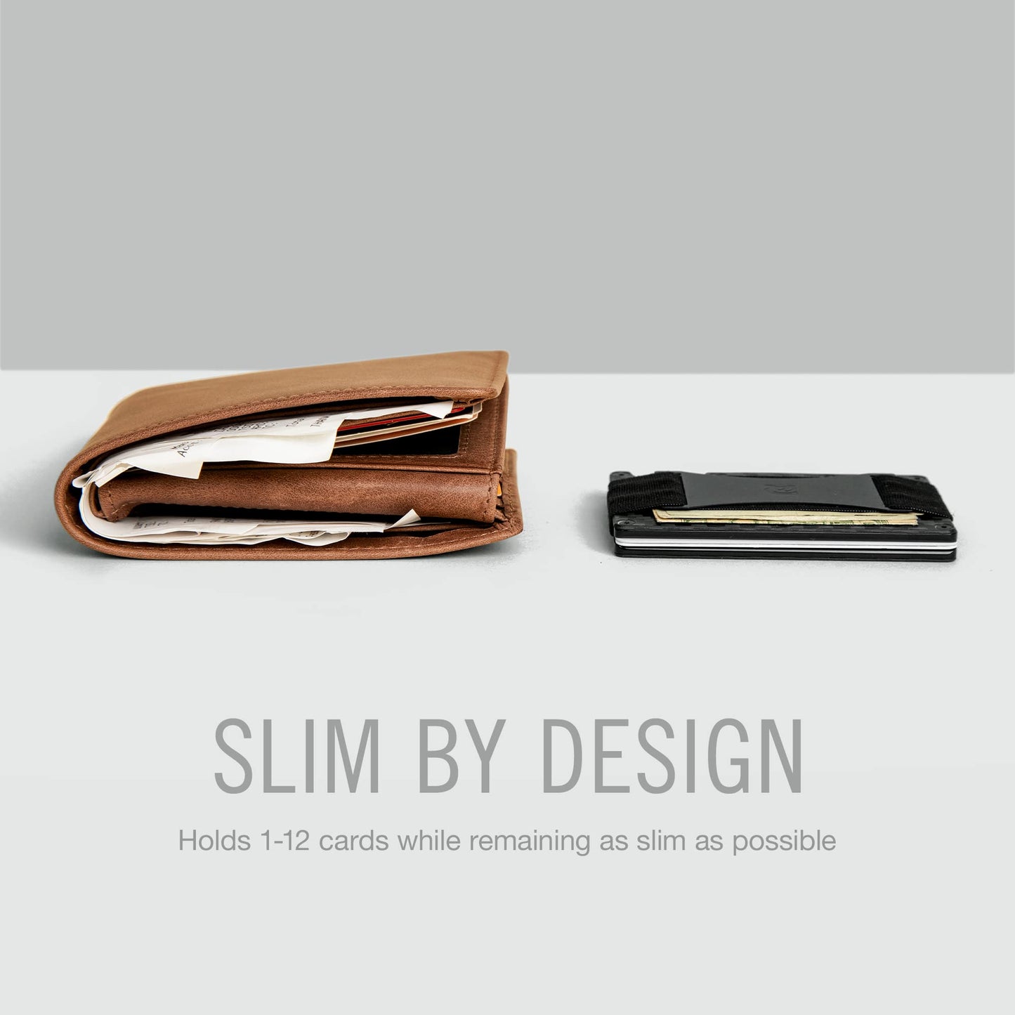 Ridge Wallet for Men - Slim Minimalist Compact Wallet and Card Holder, RFID Protected Front Pocket Wallets for Men with Integrated Cash Strap (Matte Olive)