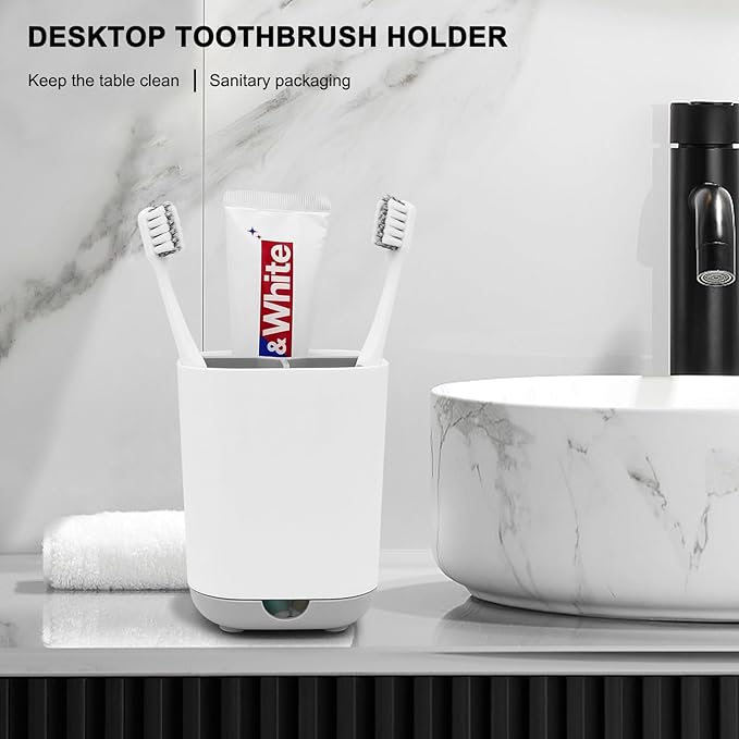 Toothbrush Holder for Bathroom,Plastic Detachable for Easy Cleaning Multi-Functional Storage,3 Slots Anti-Slip Electric Toothbrush and Toothpaste Organizer Caddy for Bathroom Vanity,Countertop (Grey)