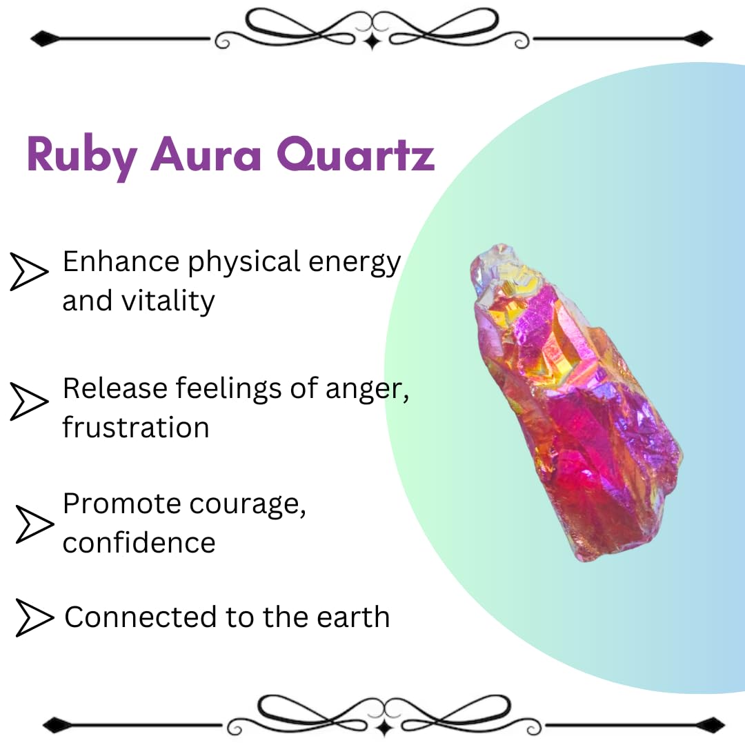 Crystals, Rocks, Jade, Crystals and Healing Stones, Witchcraft Supplies, Healing Crystals, Stones, Healing Stones, Rock Collection, Agate, Raw Stones (Ruby Aura Quartz, 2 Pcs)