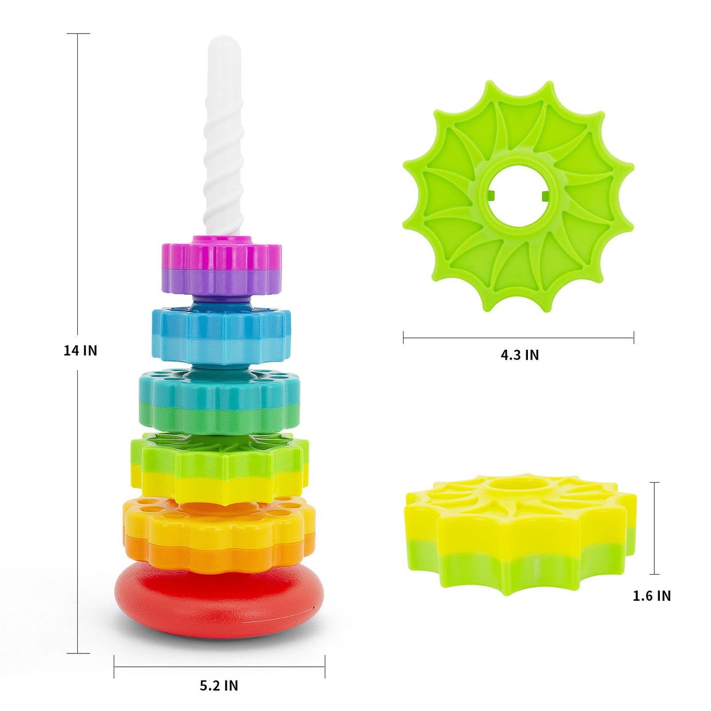 BYFWH Baby Spin Stack Toy, Premium Stacking Toys for Kids, Spinning Stacking Toy for Babies and Toddlers, Educational Toddler Learning Toy,Autism Spin Stack Toys,Rainbow Spinning Wheel Toys